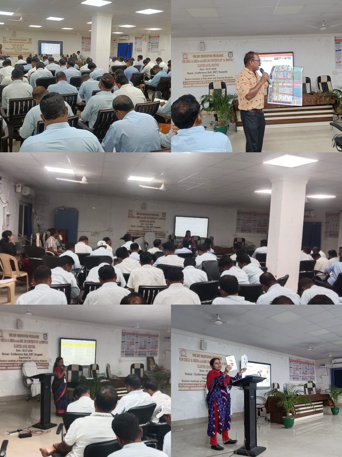 Orientation Programme for ABEO-cum-BRCC and CRCC on content of 1st Monthly Cluster Level Meeting  Venue-Conference Hall,DIET Nuapada  Date-02.07.2026